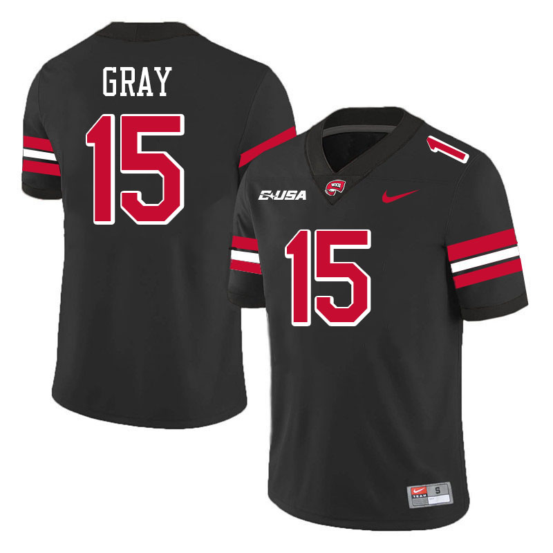 Jayden Gray WKU Jersey, Western Kentucky Hilltoppers #15 Jayden Gray Jersey Youth-Black